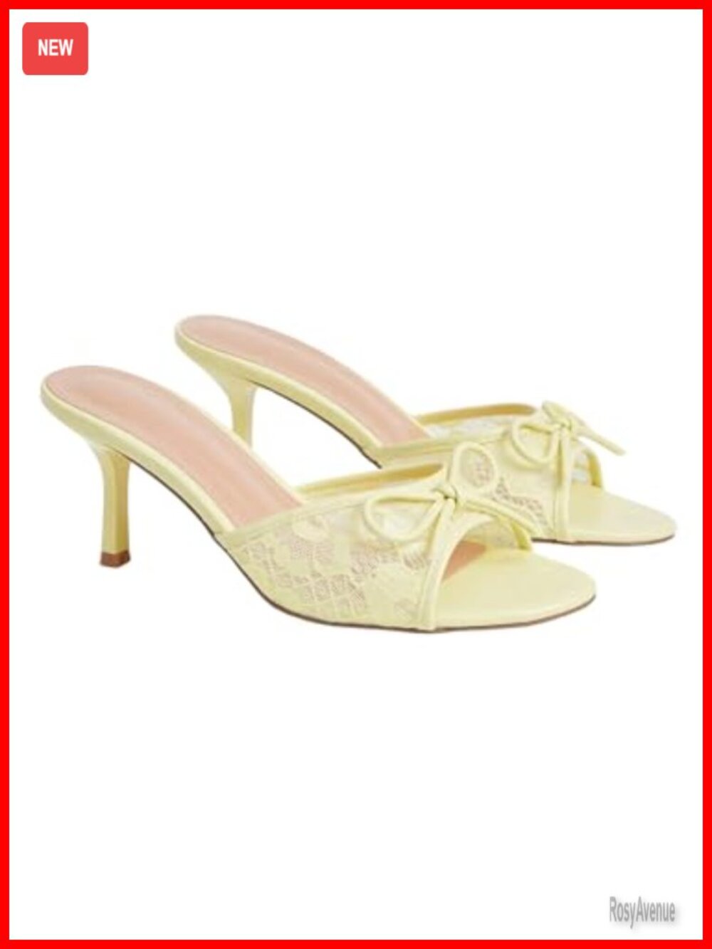 Women's Lace Kitten Heels Open Toe Mesh Heeled Sandals Dressy Bow